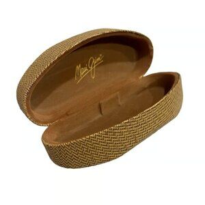 Maui Jim Hard Shell Tan Faux Bamboo Textured Sunglass Case
